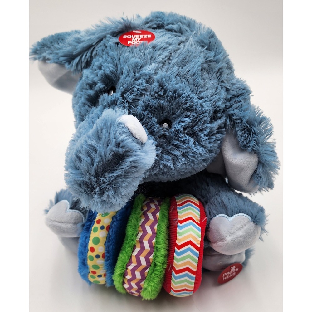 Cuddle Barn Ring-O-Round Eli Plush Baby Blue NEW Animated Stacking Ring Elephant